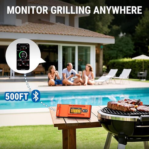 TempSpike 600 ft Wireless Meat Thermometer with Ultra-Thinner Probe, Bluetooth Meat Thermometer with Standalone LCD Booster, Meat Thermometer Digital Wireless for BBQ Grill Smoker Rotisserie Sous vide in Saudi Arabia