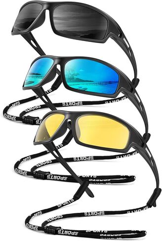 Polarized-Sunglasses-Men Sports Mens-Sunglasses: Sun-Glasses with UV400 Protection for Driving Golf Fishing Running in Kuwait