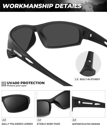 Polarized-Sunglasses-Men Sports Mens-Sunglasses: Sun-Glasses with UV400 Protection for Driving Golf Fishing Running in Kuwait