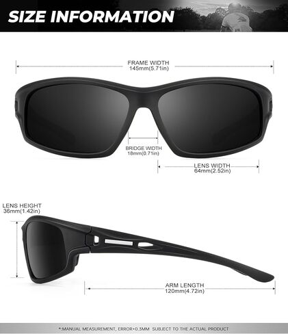 Polarized-Sunglasses-Men Sports Mens-Sunglasses: Sun-Glasses with UV400 Protection for Driving Golf Fishing Running in Kuwait