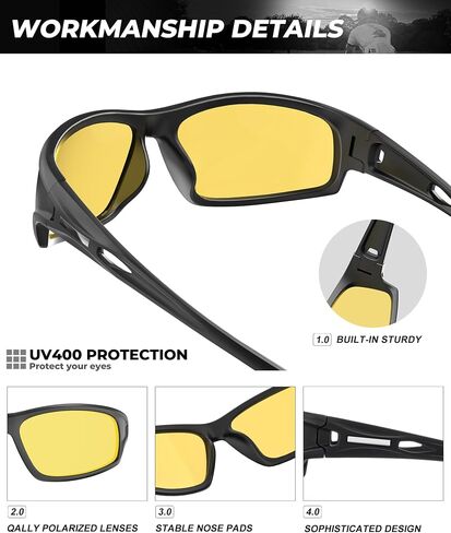 Polarized-Sunglasses-Men Sports Mens-Sunglasses: Sun-Glasses with UV400 Protection for Driving Golf Fishing Running in Kuwait