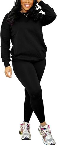 Nimsruc 2 Piece Outfits For Women Sweatsuits Sets Casual Long Sleeve Pullover Jogger Sweat Pants Set With Pocket in Saudi Arabia