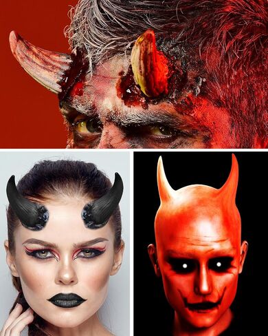 Libima Halloween Devil Horns للرجال والنساء، الأطراف الصناعية اللاتكس، شيطان الهالوين، زي قرون الماعز، مع صندوق تخزين in Saudi Arabia