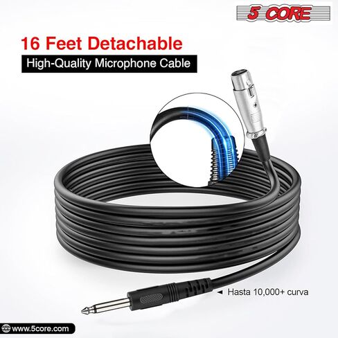 ميكروفون 5 كور ديناميكي صوتي محمول باليد ميكروفون قلبي أحادي الاتجاه مع مفتاح تشغيل وإيقاف + كابل صوت XLR للغناء PM 816 in Kuwait