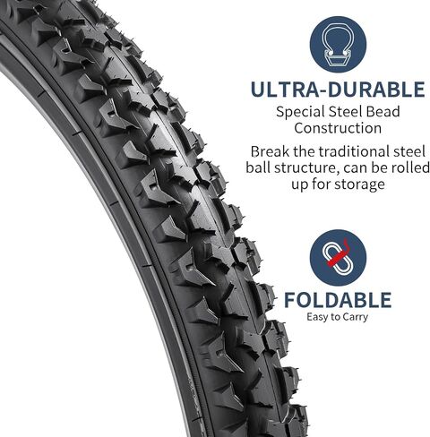 YUNSCM 26" Bike Tires 26x2.125/57-559 60TPI and 26" Bike Tubes Compatible with Mountain/Off Road Bike 26x1.90 26x1.95 26x2.0 26x2.10 26x2.125 26x2.20 26x2.25 Bicycle Tires and Tubes (Y-1184) in Saudi Arabia