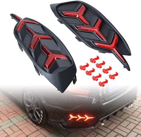 Red Lens Y LED Bumper Reflector Lamps Compatible With 2016-2021 Honda Civic LX EX Touring Sedan - Tail Brake & Rear Fog Lights in Saudi Arabia