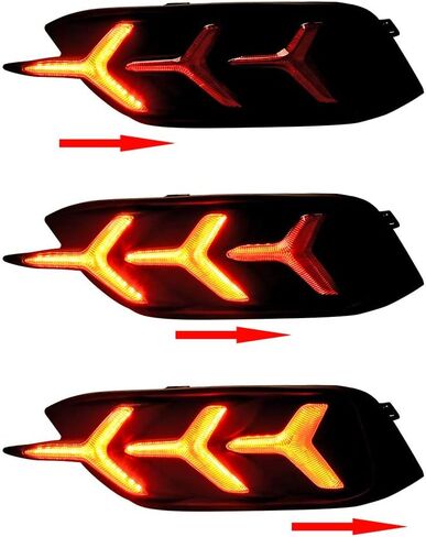 Red Lens Y LED Bumper Reflector Lamps Compatible With 2016-2021 Honda Civic LX EX Touring Sedan - Tail Brake & Rear Fog Lights in Saudi Arabia