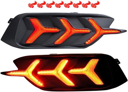 Red Lens Y LED Bumper Reflector Lamps Compatible With 2016-2021 Honda Civic LX EX Touring Sedan - Tail Brake & Rear Fog Lights in Saudi Arabia