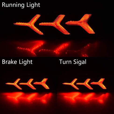 Red Lens Y LED Bumper Reflector Lamps Compatible With 2016-2021 Honda Civic LX EX Touring Sedan - Tail Brake & Rear Fog Lights in Saudi Arabia