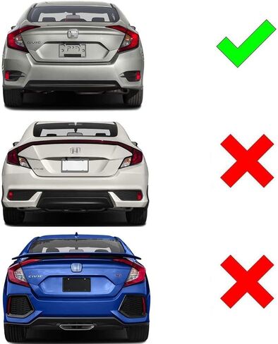Red Lens Y LED Bumper Reflector Lamps Compatible With 2016-2021 Honda Civic LX EX Touring Sedan - Tail Brake & Rear Fog Lights in Saudi Arabia