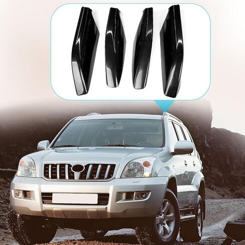 TTCR-II Compatible with 2003-2009 Toyota Land Cruiser Prado FJ120 Roof Rack Cover, for 2003-2009 Toyota Lexus GX470 J120 Cargo Luggage Rack Rail End Cover Shell 4 Pcs (Gloss Black) in Kuwait