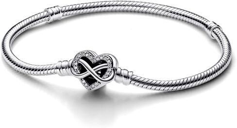 PANDORA Moments Sparkling Infinity Heart Clasp Snake Chain Bracelet - Compatible with PANDORA Moments Charms - CZ & Sterling Silver Charm Bracelet - No Gift Box - 6.7" in Saudi Arabia