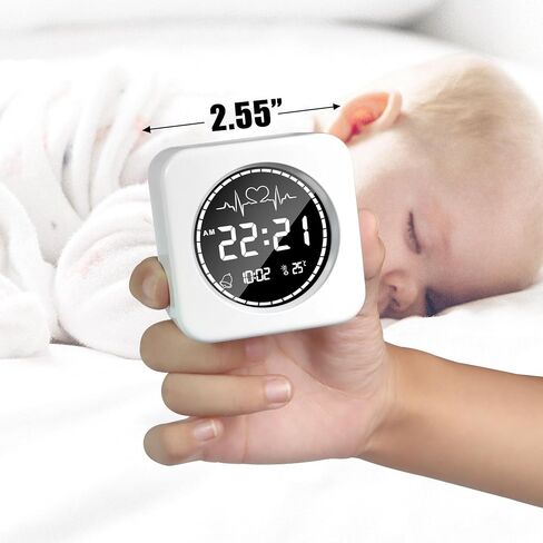 Minimalist Silent Alarm Clock for Travel and Bedroom Use - Features Heartbeat Animation, Soft Auto-Dim Backlight, Temperature Monitor Snooze Function & Simple One-Touch Controls in Pocket-Sized Design in Saudi Arabia