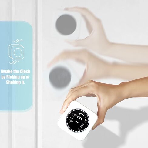 Minimalist Silent Alarm Clock for Travel and Bedroom Use - Features Heartbeat Animation, Soft Auto-Dim Backlight, Temperature Monitor Snooze Function & Simple One-Touch Controls in Pocket-Sized Design in Saudi Arabia