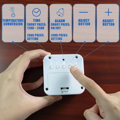 Minimalist Silent Alarm Clock for Travel and Bedroom Use - Features Heartbeat Animation, Soft Auto-Dim Backlight, Temperature Monitor Snooze Function & Simple One-Touch Controls in Pocket-Sized Design in Saudi Arabia