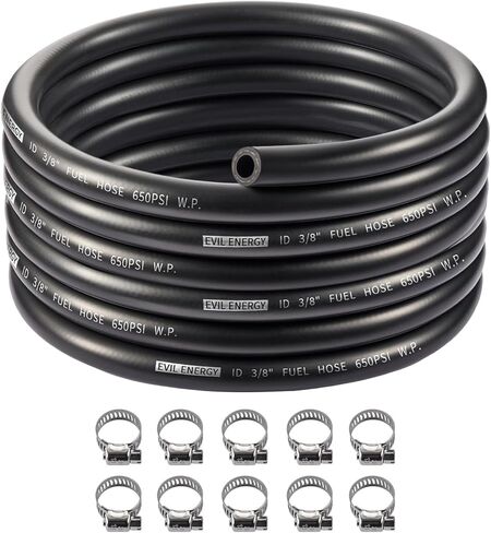 EVIL ENERGY 6AN 3/8" Fuel Line, CPE Rubber 3/8 Push Lock Fuel Hose 20FT and Hose Clamps 10PCS in Saudi Arabia