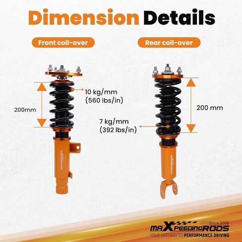 maxpeedingrods Coilovers لهوندا أكورد 2013-2017، لـ Acura TLX 2015-2020، طقم تعليق كويلوفيرز قابل للتعديل للارتفاع، دعامات ممتص الصدمات للتخميد مسبقًا، طقم خفض ذهبي in Saudi Arabia