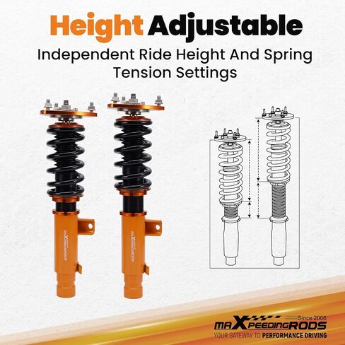 maxpeedingrods Coilovers لهوندا أكورد 2013-2017، لـ Acura TLX 2015-2020، طقم تعليق كويلوفيرز قابل للتعديل للارتفاع، دعامات ممتص الصدمات للتخميد مسبقًا، طقم خفض ذهبي in Saudi Arabia