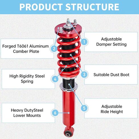 Coilover Suspension Lowering Kit, 24 Levels Damper Adjustable Coilovers Replacement for Honda Accord VII 2002-2008 Acura TSX 2004-2008 Height Adjustable Shock Absorber Struts in Saudi Arabia