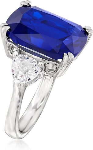 Ross-Simons 12.25 Carat Cushion-Cut Simulated Sapphire and 1.75 ct. t.w. CZ Ring in Sterling Silver in Saudi Arabia