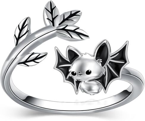 925 Sterling Silver Adjustable Animal Ring for Women Axolotl/Bat/Corgi/Highland Cow/Panda/Pug/Turtle Open Rings Animal Jewelry Gifts for Her in Saudi Arabia