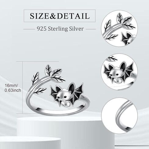 925 Sterling Silver Adjustable Animal Ring for Women Axolotl/Bat/Corgi/Highland Cow/Panda/Pug/Turtle Open Rings Animal Jewelry Gifts for Her in Saudi Arabia