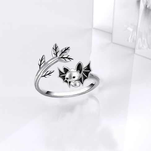 925 Sterling Silver Adjustable Animal Ring for Women Axolotl/Bat/Corgi/Highland Cow/Panda/Pug/Turtle Open Rings Animal Jewelry Gifts for Her in Saudi Arabia