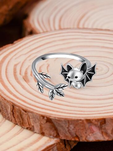 925 Sterling Silver Adjustable Animal Ring for Women Axolotl/Bat/Corgi/Highland Cow/Panda/Pug/Turtle Open Rings Animal Jewelry Gifts for Her in Saudi Arabia
