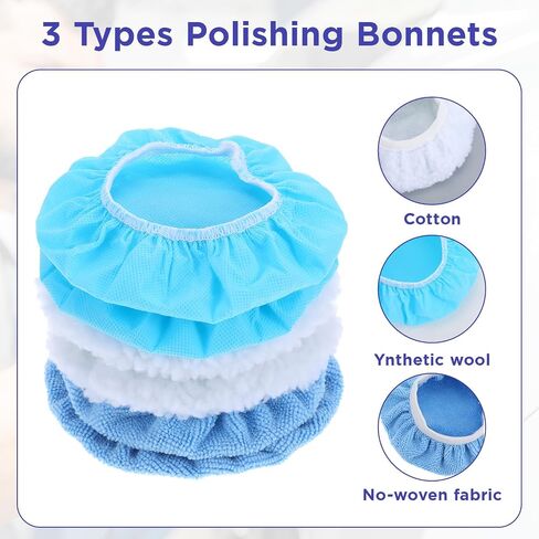 40 Pieces Buffer Pads Cover Car Polisher Bonnet Orbital Buffer Bonnets Microfiber Waxers Bonnet Set Including 24 Microfiber 8 Plush 8 Non Woven for Polisher(5-6 Inch) in Saudi Arabia