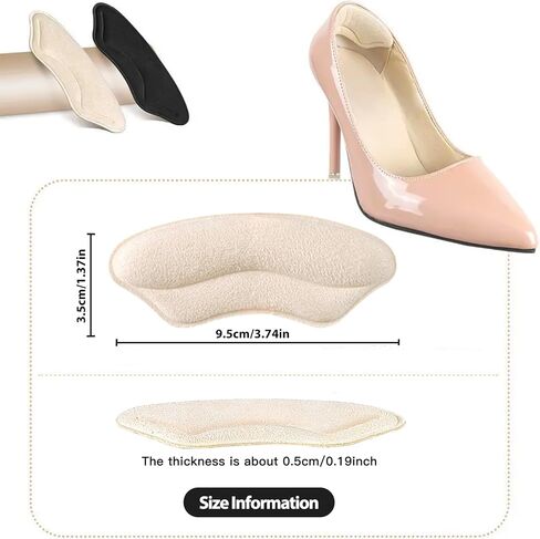Heel Grips Liner Cushions Inserts for Loose Shoes, Pads Snugs for Shoe Too Big Men Women, Filler Improved Shoe Fit and Comfort, Stop Heel Slip and Blister (2 Pairs) (Pale Apricot+Black) in Saudi Arabia