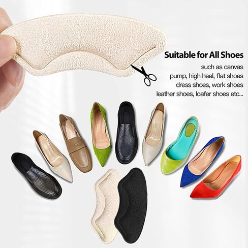 Heel Grips Liner Cushions Inserts for Loose Shoes, Pads Snugs for Shoe Too Big Men Women, Filler Improved Shoe Fit and Comfort, Stop Heel Slip and Blister (2 Pairs) (Pale Apricot+Black) in Saudi Arabia