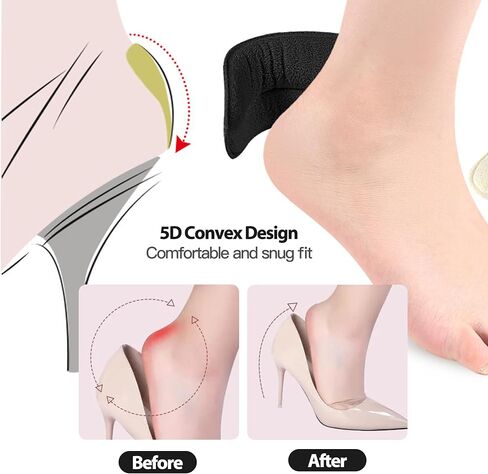 Heel Grips Liner Cushions Inserts for Loose Shoes, Pads Snugs for Shoe Too Big Men Women, Filler Improved Shoe Fit and Comfort, Stop Heel Slip and Blister (2 Pairs) (Pale Apricot+Black) in Saudi Arabia