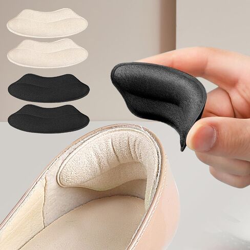 Heel Grips Liner Cushions Inserts for Loose Shoes, Pads Snugs for Shoe Too Big Men Women, Filler Improved Shoe Fit and Comfort, Stop Heel Slip and Blister (2 Pairs) (Pale Apricot+Black) in Saudi Arabia