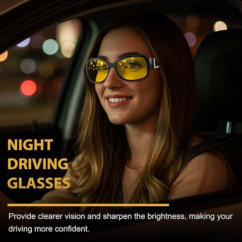 نظارات القيادة الليلية LVIOE للنساء مضادة للوهج تلتف حول نظارات الرؤية الليلية نظارات ليلية صفراء مستقطبة in Kuwait