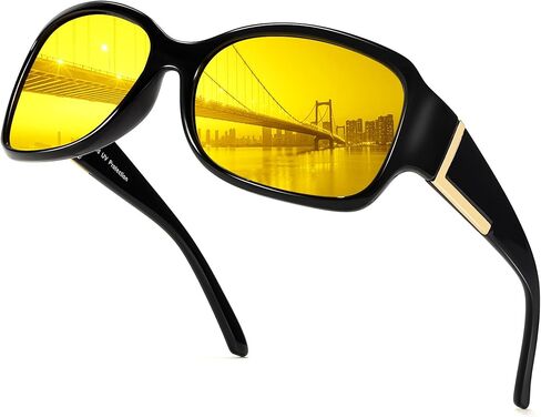 نظارات القيادة الليلية LVIOE للنساء مضادة للوهج تلتف حول نظارات الرؤية الليلية نظارات ليلية صفراء مستقطبة in Kuwait