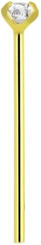 22G Bendable Fishtail Nose Stud 14K Solid Gold Custom Bend Nose Ring Prong Set Gems 2mm 1.5mm CZ Nostril Piercing Jewelry 7/16 Inch (11mm) in Kuwait