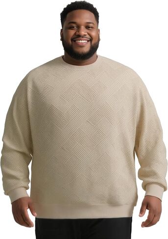 Big and Tall Pullover Hoodie for Men 3XL-8XL – Soft Jacquard Knit Oversized Sweatshirt with Ribbed Cuffs & Hem in Kuwait