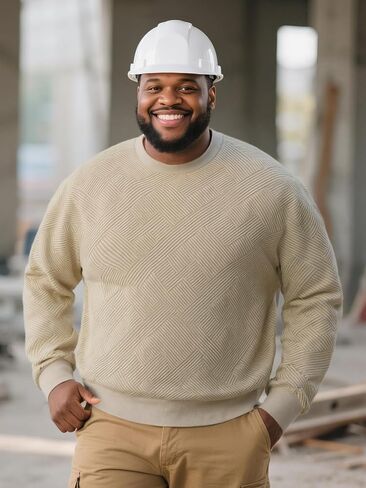 Big and Tall Pullover Hoodie for Men 3XL-8XL – Soft Jacquard Knit Oversized Sweatshirt with Ribbed Cuffs & Hem in Kuwait