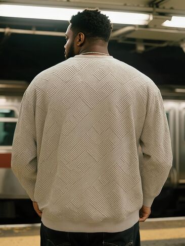 Big and Tall Pullover Hoodie for Men 3XL-8XL – Soft Jacquard Knit Oversized Sweatshirt with Ribbed Cuffs & Hem in Kuwait