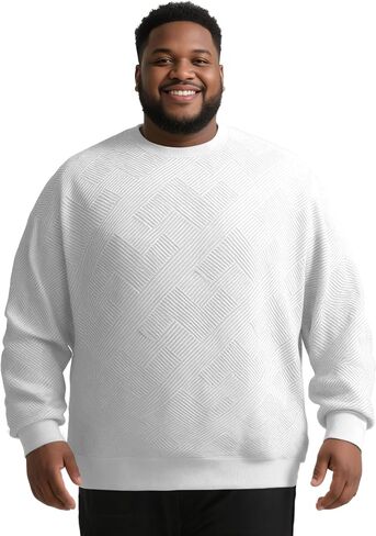 Big and Tall Pullover Hoodie for Men 3XL-8XL – Soft Jacquard Knit Oversized Sweatshirt with Ribbed Cuffs & Hem in Kuwait