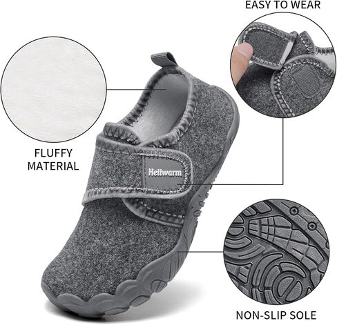 Kids Winter Slippers Boys Girls Comfortable Warm Wide Toe Shoes Lightweight Non-slip Indoor Fleece Slippers（Littler Kid/Big Kid） in Kuwait