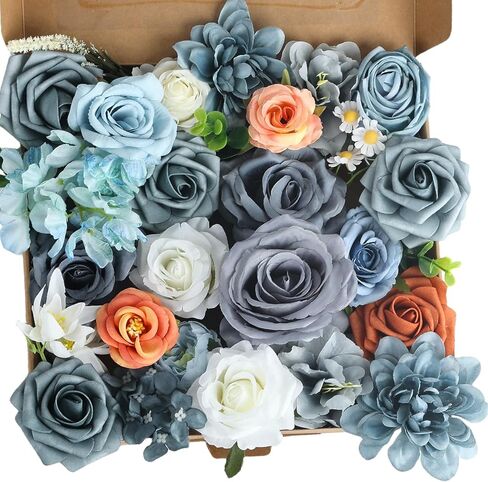 38pcs Artificial Flowers Bouquets Box Set for DIY Bridal Wedding Shower Decorations Rainbow Colorful Fake Floral Arrangements for Party Table Centerpieces Home Decor Indoor Outdoor in Saudi Arabia