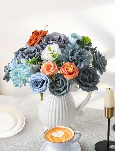 38pcs Artificial Flowers Bouquets Box Set for DIY Bridal Wedding Shower Decorations Rainbow Colorful Fake Floral Arrangements for Party Table Centerpieces Home Decor Indoor Outdoor in Saudi Arabia