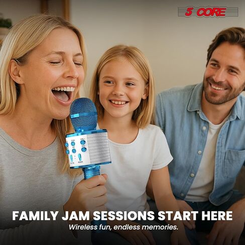 5 CORE Bluetooth Wireless Karaoke Microphone All-in-One Premium Handheld Karaoke Mic Speaker Recorder Player w/Adjustable Remix FM Radio Great Gifts for Girls Boys Adults All Age Golden WM SPK GLD in Saudi Arabia