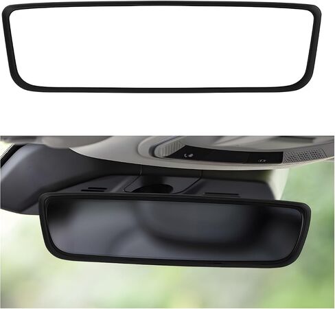 Car Rear View Mirror Protector Frame, Silicone Automotive Rearview Mirror Protective Cover, Vehicle Interior Mirrors Edge Guard Decorative Accessories Compatible with Model 3 Y (Purple) in Saudi Arabia