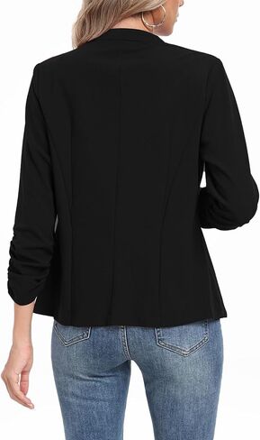 MINTLIMIT Womens Blazer 3/4 Rcuhed Sleeve Button Lightweight Collarless Blazer Business Work Office Jacket Blazers in Saudi Arabia