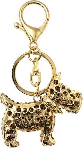 Scottie Keychain - Rhinestones, Gold Filigree Back, Drawstring Bag - 3.75" Long - Scottish Terrier (Clear) in Saudi Arabia