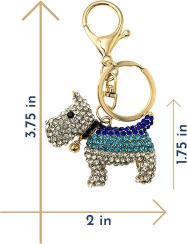 Scottie Keychain - Rhinestones, Gold Filigree Back, Drawstring Bag - 3.75" Long - Scottish Terrier (Clear) in Kuwait