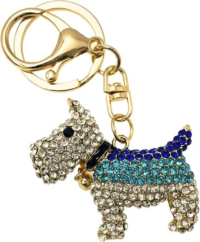 Scottie Keychain - Rhinestones, Gold Filigree Back, Drawstring Bag - 3.75" Long - Scottish Terrier (Clear) in Kuwait