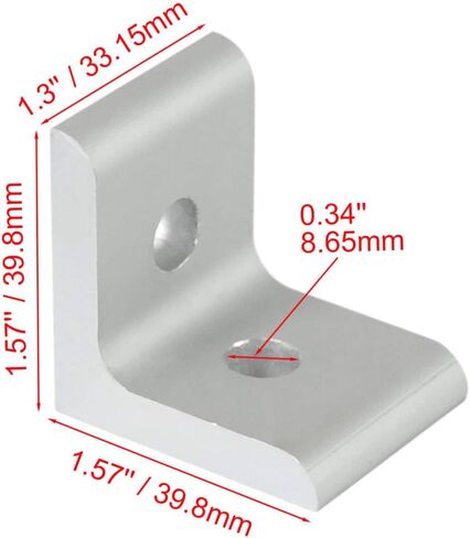 10 Packs 1010 Series Aluminum 2 Hole Inside Corner Bracket, Aluminum Extrusion Brackets, L Bracket Connector for Extruded Aluminum Extrusion in Kuwait